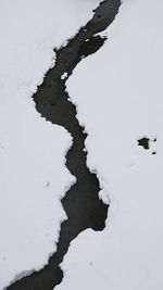 Close-up of frozen lake against sky during winter