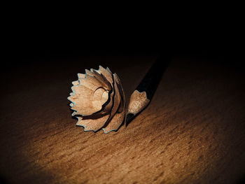 Close-up of wood on table