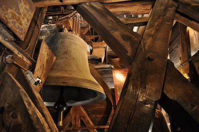 Low angle view of abandoned machinery