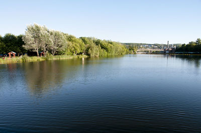 Scenic view of river against clear sky