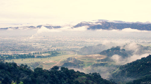 High angle view of landscape against sky