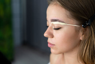 Close-up portrait of a beautiful young woman