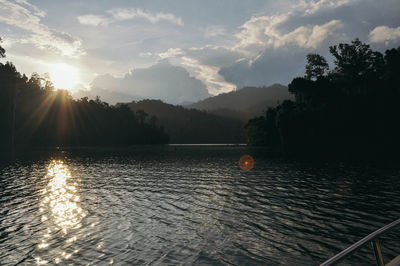 View of lake at sunset