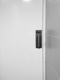 Close-up of text on door