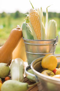 Close-up of vegetables in bowl on table