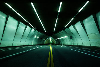 Empty road in tunnel