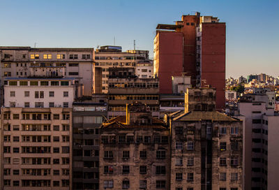 High angle view of buildings in city