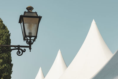 Low angle view of street light against clear sky