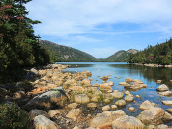 Scenic view of lake against sky