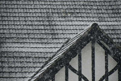 Snow on roof of house during winter