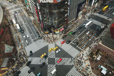 High angle view of city street