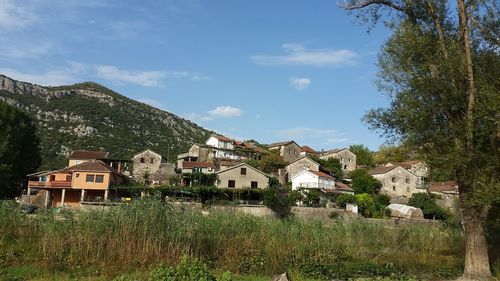 Houses on countryside landscape