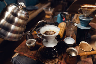 Barista pouring