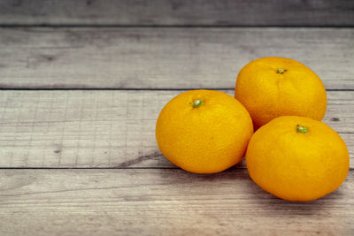 High angle view of orange on table