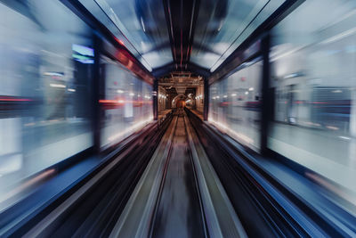 Blurred motion of subway train