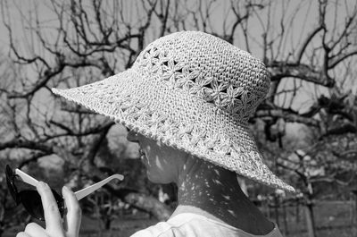 View of woman in sun hat