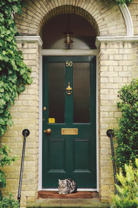 Closed door of old house