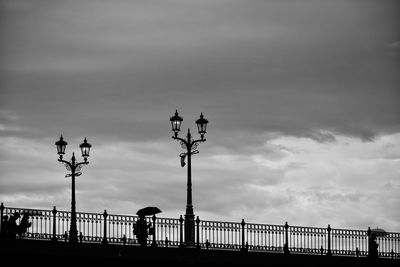 Silhouette people walking on bridge