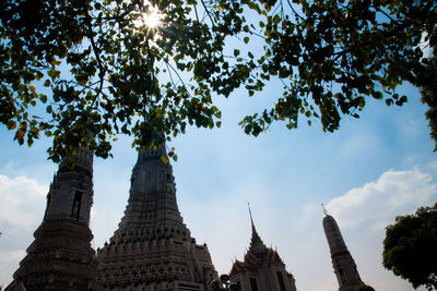 Low angle view of temple building against sky