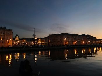 Reflection of buildings in city at waterfront