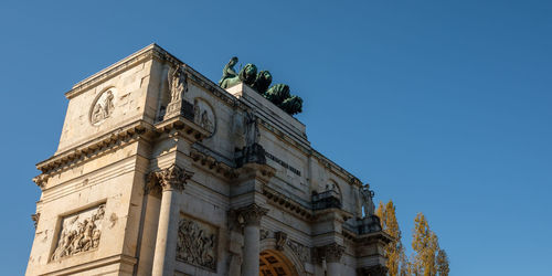 Triumphal arch munich with statues in panoramic view