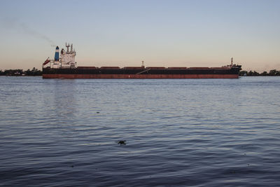 View of ship sailing on sea