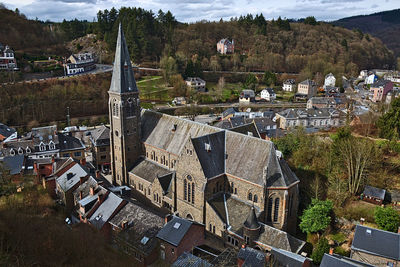 View of cemetery against mountain