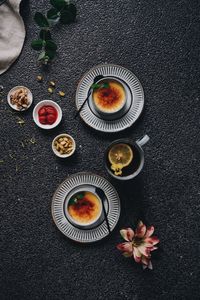 High angle view of fruits on table