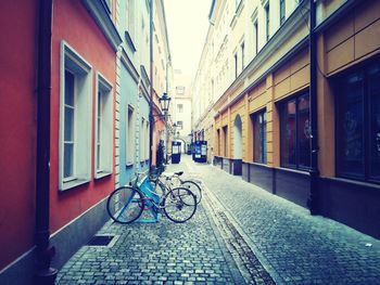 Bicycles on street in city