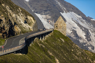 High angle view of road passing through mountain