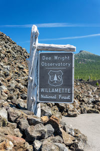 Information sign on rock