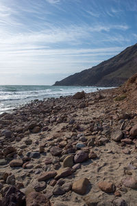 Scenic view of beach against sky