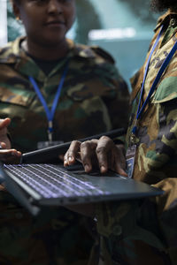 Portrait of man using laptop