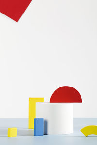 Close-up of toy blocks against white background