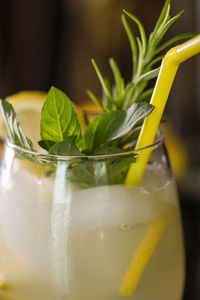 Close-up of drink on glass