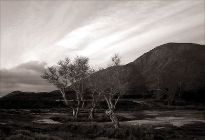Scenic view of mountains against cloudy sky