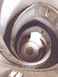 High angle view of spiral staircase