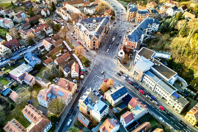 High angle view of buildings in city