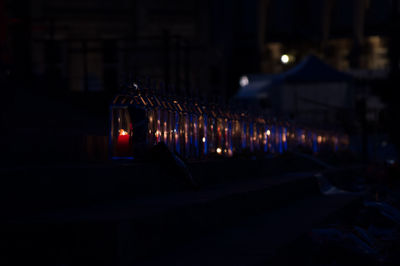 Illuminated table at night