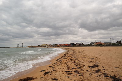 Scenic view of beach against sky