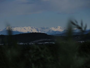 Scenic view of mountains against sky