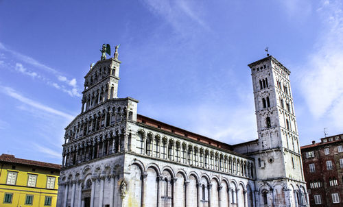 Low angle view of historical building against cloudy sky