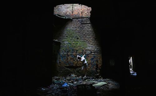 Birds in water at night