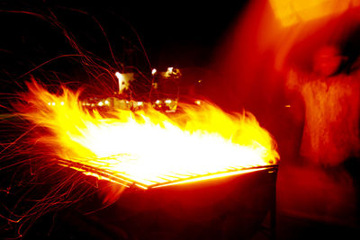 Fire lit up at night