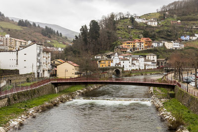 River amidst buildings against sky