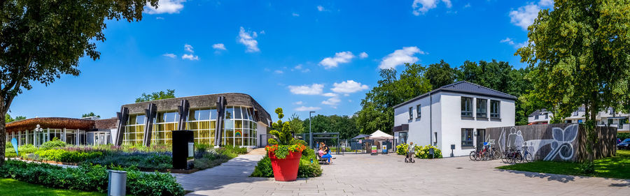 Panoramic view of buildings against sky