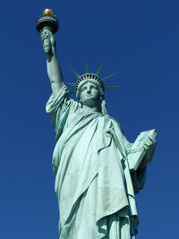 Statue of liberty against clear blue sky