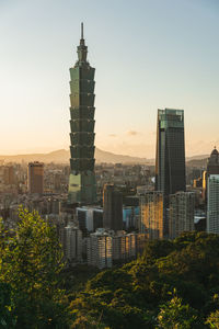 View of buildings against sky during sunset