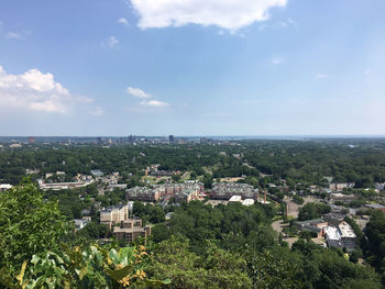 High angle view of townscape against sky