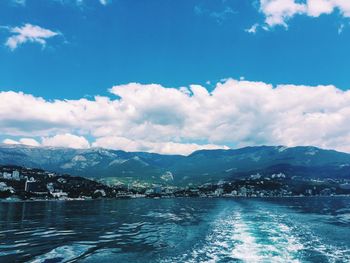 Scenic view of sea against cloudy sky